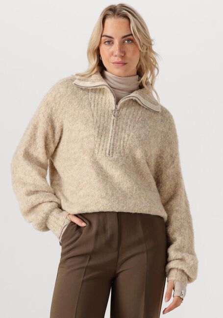 Beige SIMPLE Pullover KNIT-BOUCLE-25-3 - large