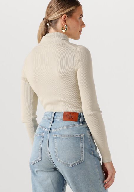 Taupe CALVIN KLEIN Rollkragenpullover WOVEN LABEL ROLL NECK - large