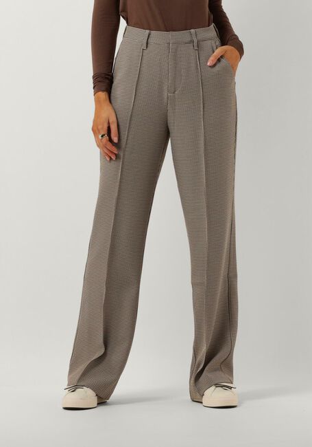 Braune COLOURFUL REBEL Hose RUS CHECK PINTUCK HIGH WAIST PANTS - large