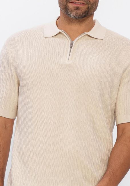Beige SELECTED MEN Polos & T-Shirts SLHCRAN SS KNIT STRUCTURE ZIP  POLO NOOS - large