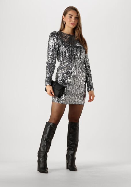Silberne SELECTED FEMME Minikleid SLFARI-COLYN LS SHORT SEQUINS - large