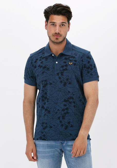 Dunkelblau PME LEGEND Polo-Shirt SHORT SLEEVE POLO LIGHT PIQUE SUSTAINABLE AOP - large
