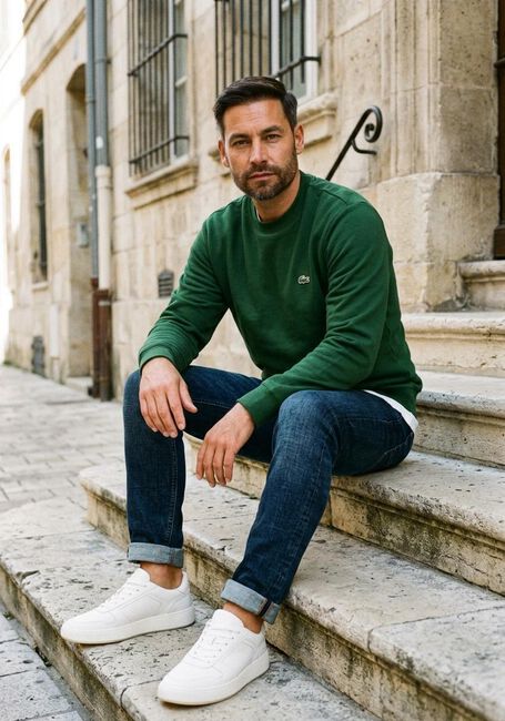 Gr&uuml;ne LACOSTE Sweatshirt CLASSIC FIT BRUSHED FLEECE SWEATSHIRT - large