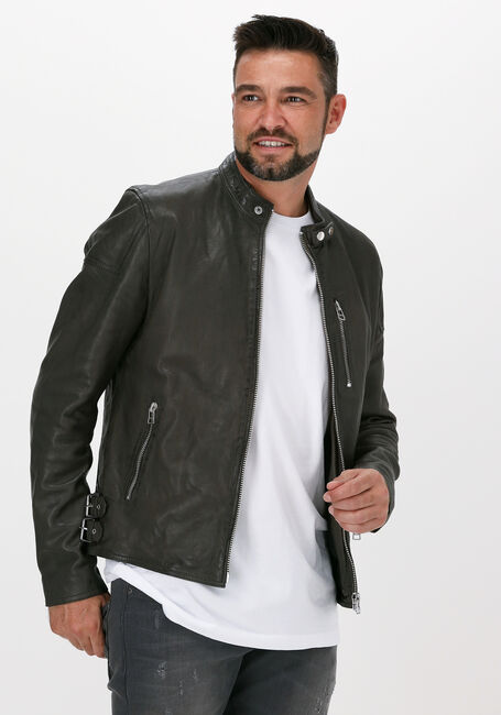 Grüne GOOSECRAFT Lederjack GC GALWAY BIKER - large