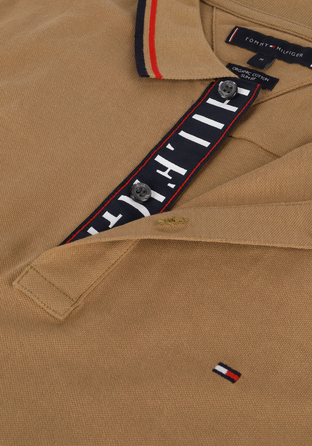 Khaki TOMMY HILFIGER Polo-Shirt TIPPED HILFIGER PLACKET SLM POLO - large