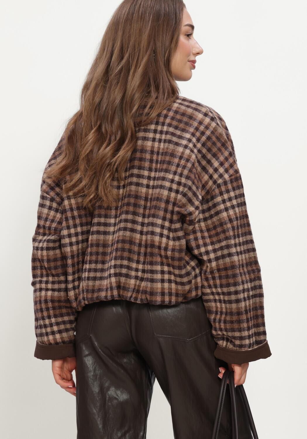 Braune RUBY TUESDAY Jack CIDORE WOOLEN CHECK BOMBER JACKET - large