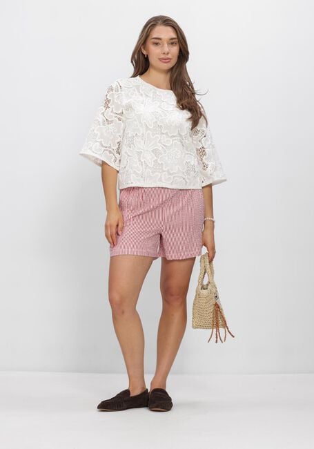 Rote POM AMSTERDAM Hosen SHORTS SEERSUCKER RED WHITE - large