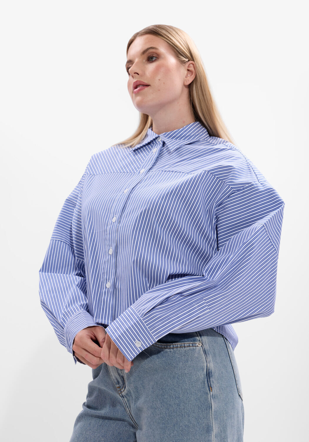 Blaue ALIX THE LABEL Blusen LADIES WOVEN STRIPED BLOUSE - large