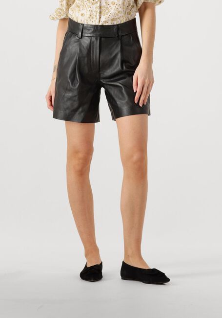Schwarze CO'COUTURE Kurze Hose PHOEBECC LEATHER PLEAT SHORTS - large