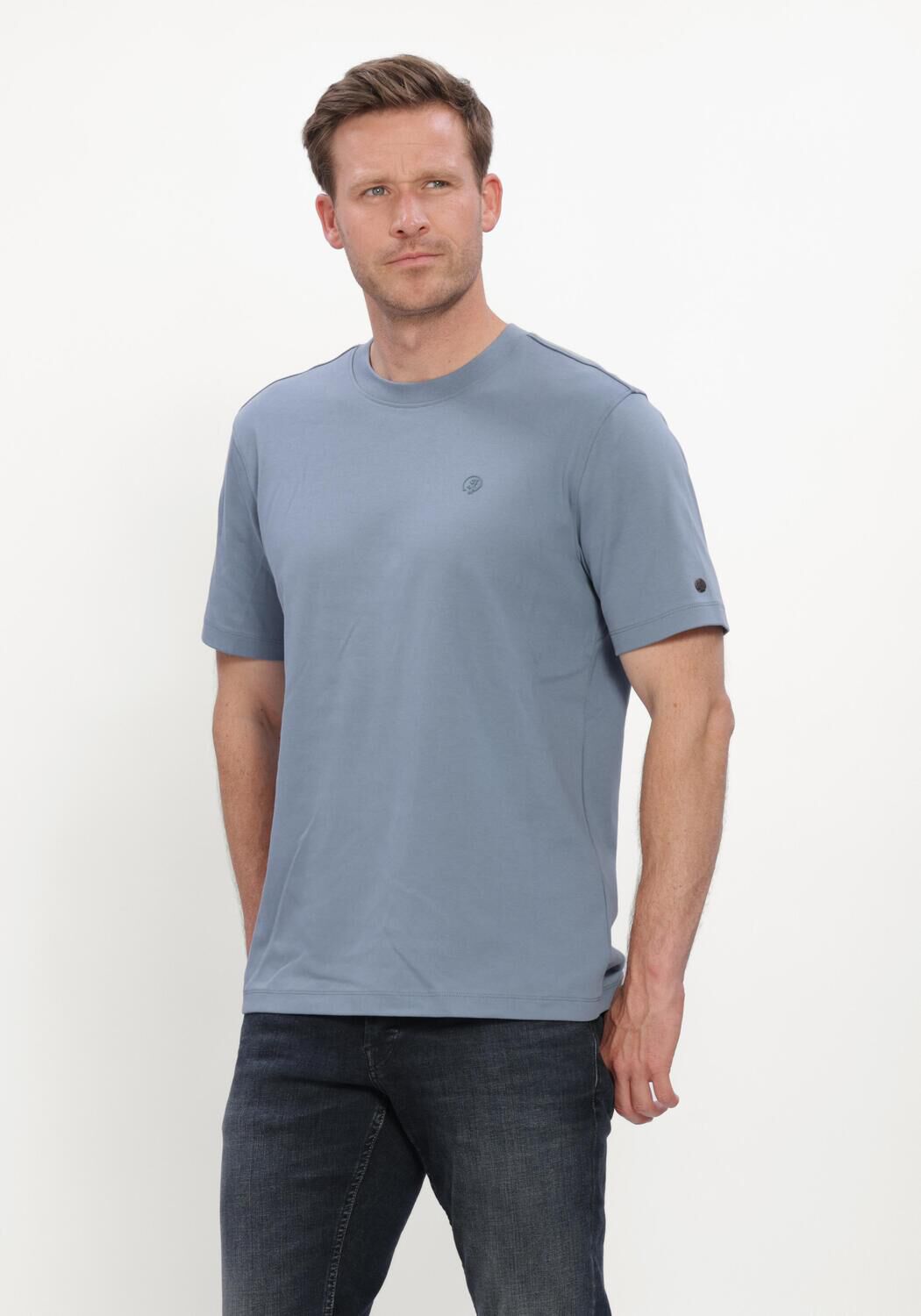 Blaue CAST IRON T-shirt SHORT SLEEVE R-NECK REGULAR FIT INTERLOCK - large