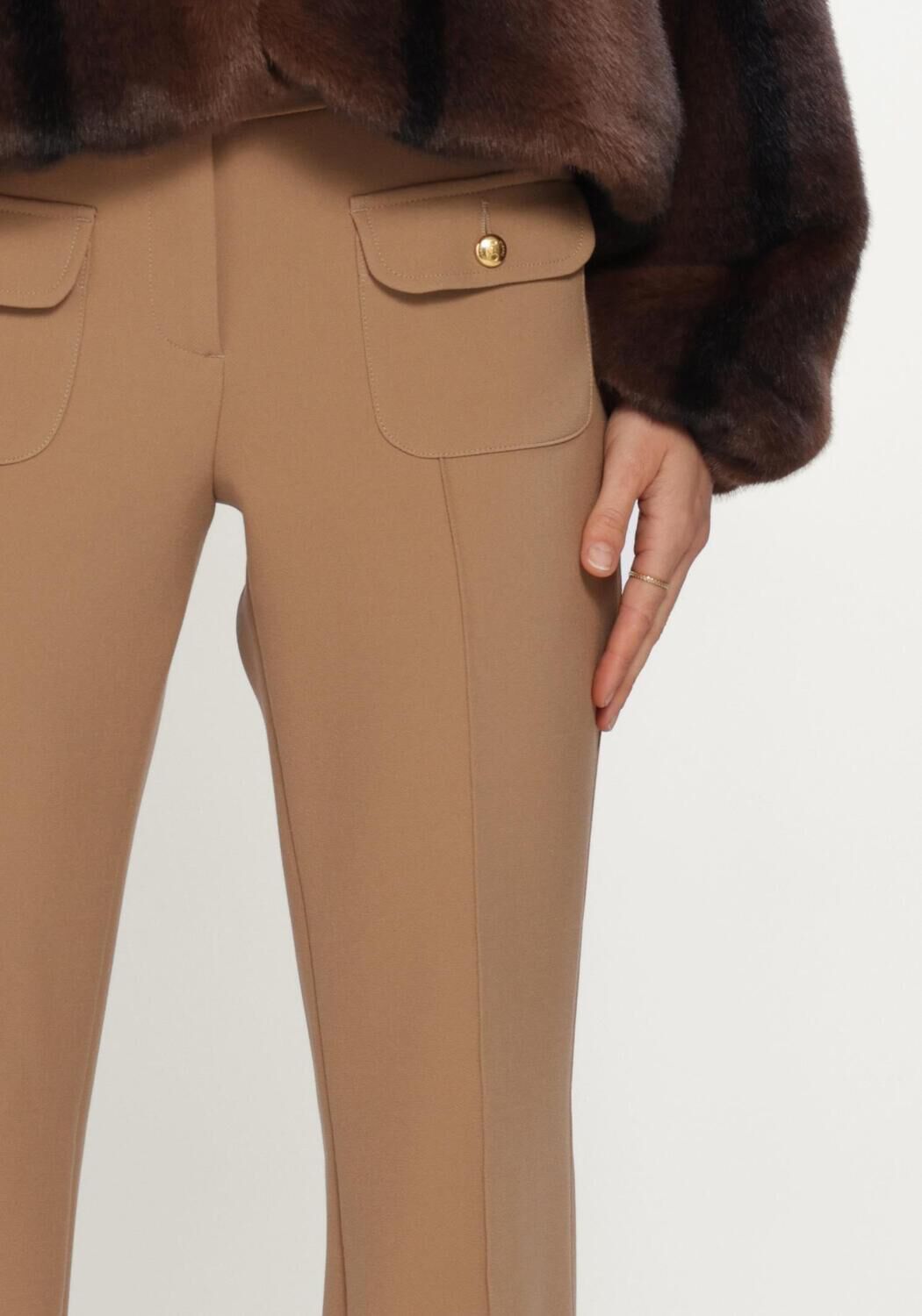 Camelfarbene CAMBIO Schlaghose FARAH POCKET LONG WOOL SUBSTITURE DOUBLE - large