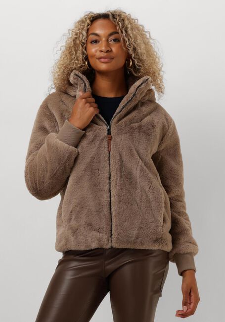 Taupe MOSCOW Fake-Fur-Jack 08-08-EVELYN-2 - large