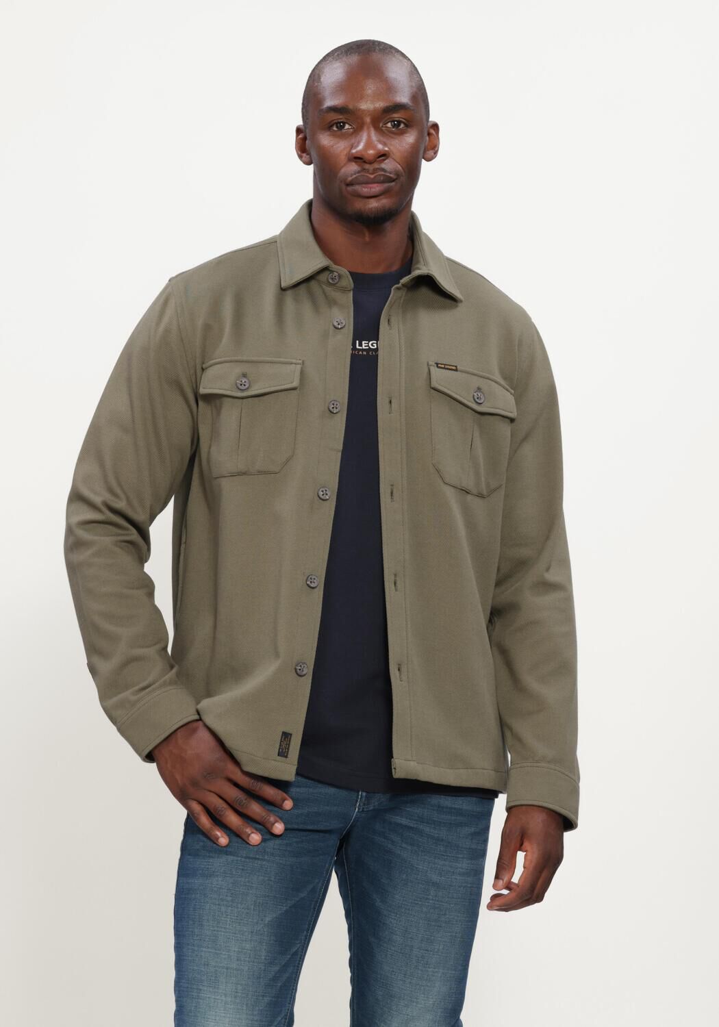 Khaki PME LEGEND Casual-Oberhemd LONG SLEEVE SHIRT COMFORT HEAVY TWILL - large