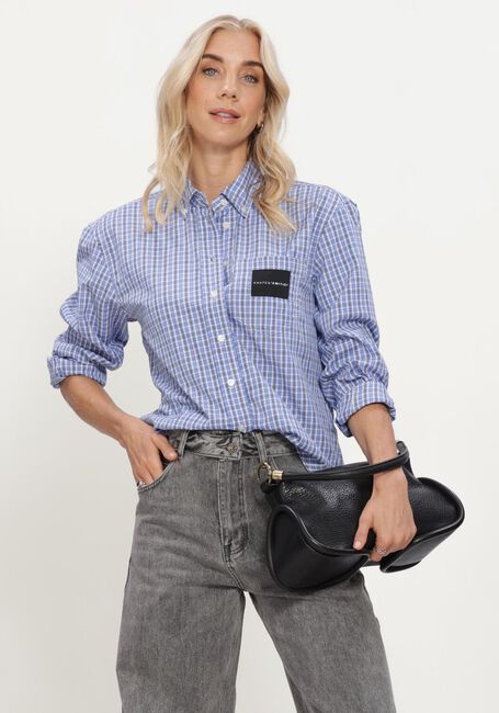 Blaue HAUTE L'AMITI&Eacute; Blusen CONTRAST COLOR CHECK SHIRT - large