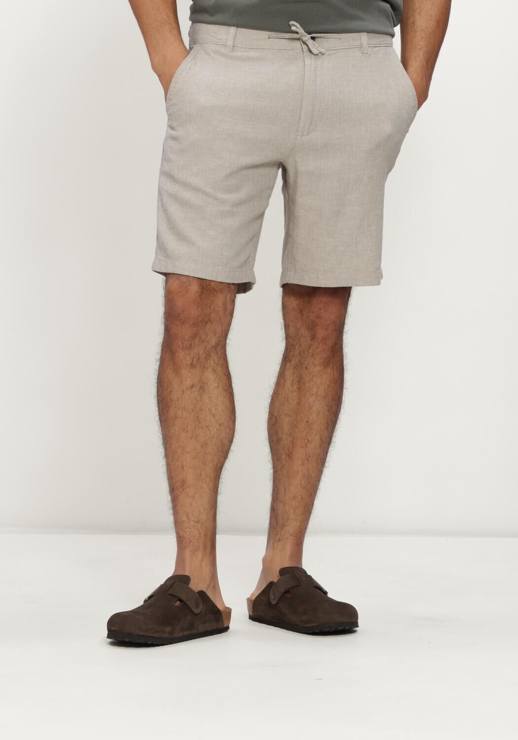 Sand SELECTED MEN Kurze Hose SLHREGULAR-BRODY LINEN BLD SHORTS NOOS - large