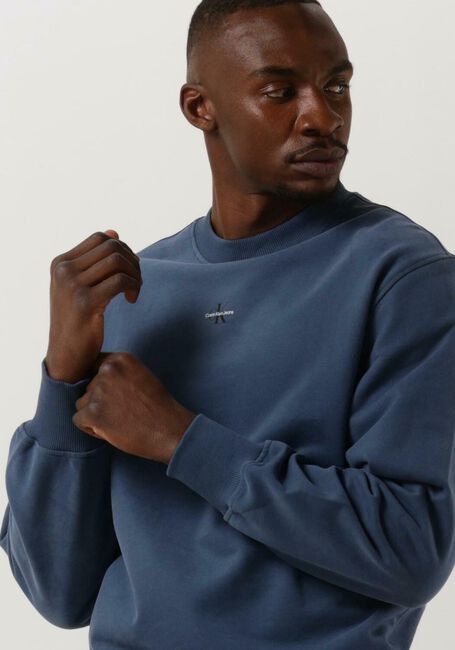 Blaue CALVIN KLEIN Pullover MICRO MONOLOGO CREW NECK - large
