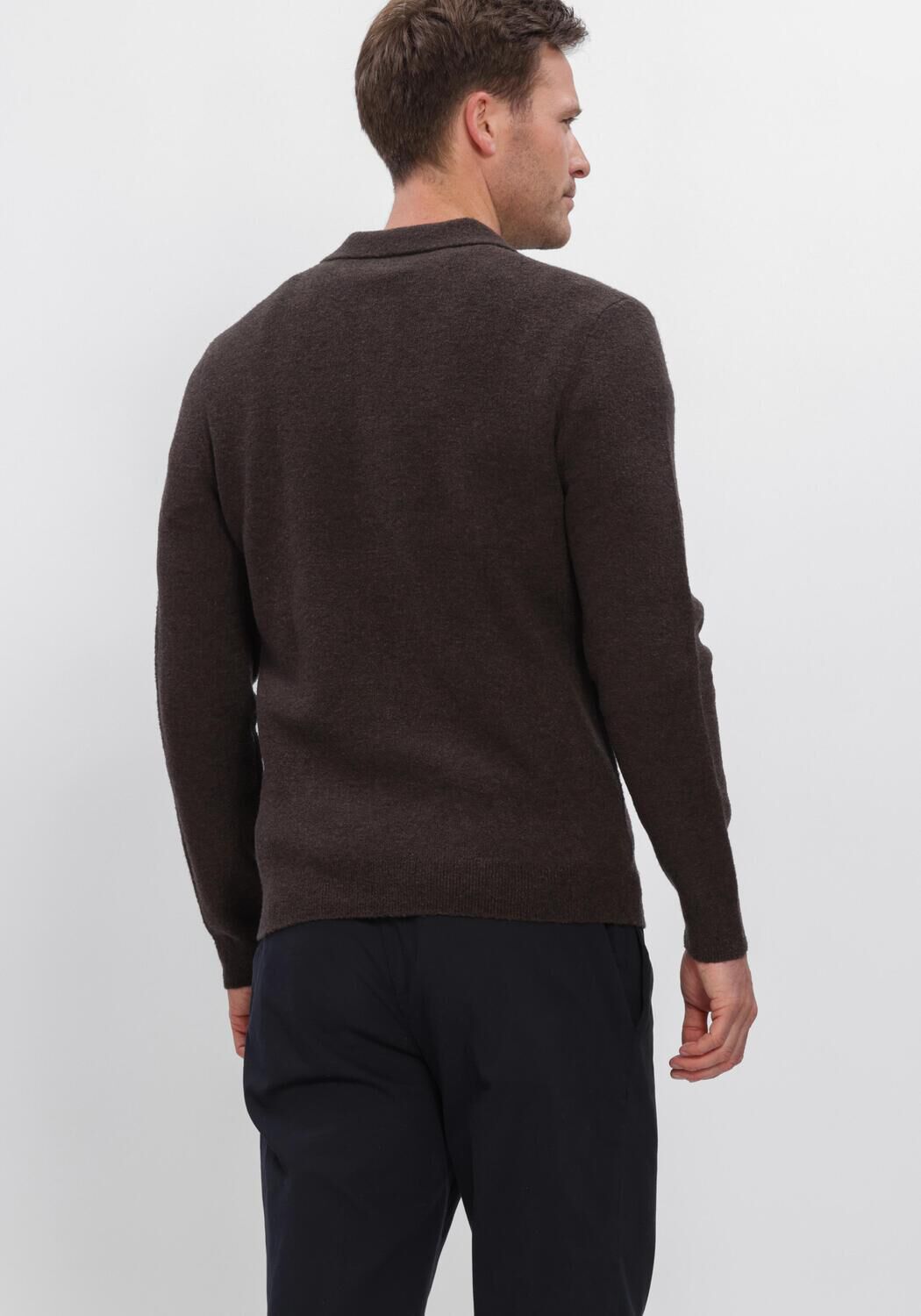 Braune PROFUOMO Polo-Shirt BOILED WOOL - large