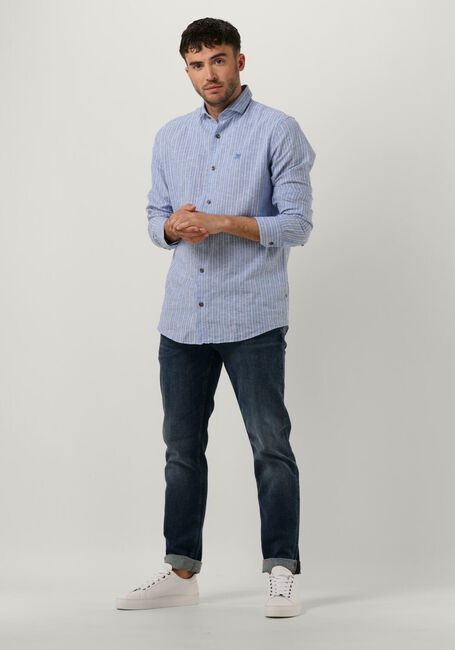 Hellblau VANGUARD Casual-Oberhemd LONG SLEEVE SHIRT LINEN COTTON BLEND STRIPE - large