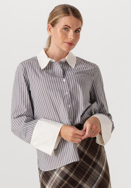Braune NEO NOIR Blusen DRANILA STRIPE SHIRT - large