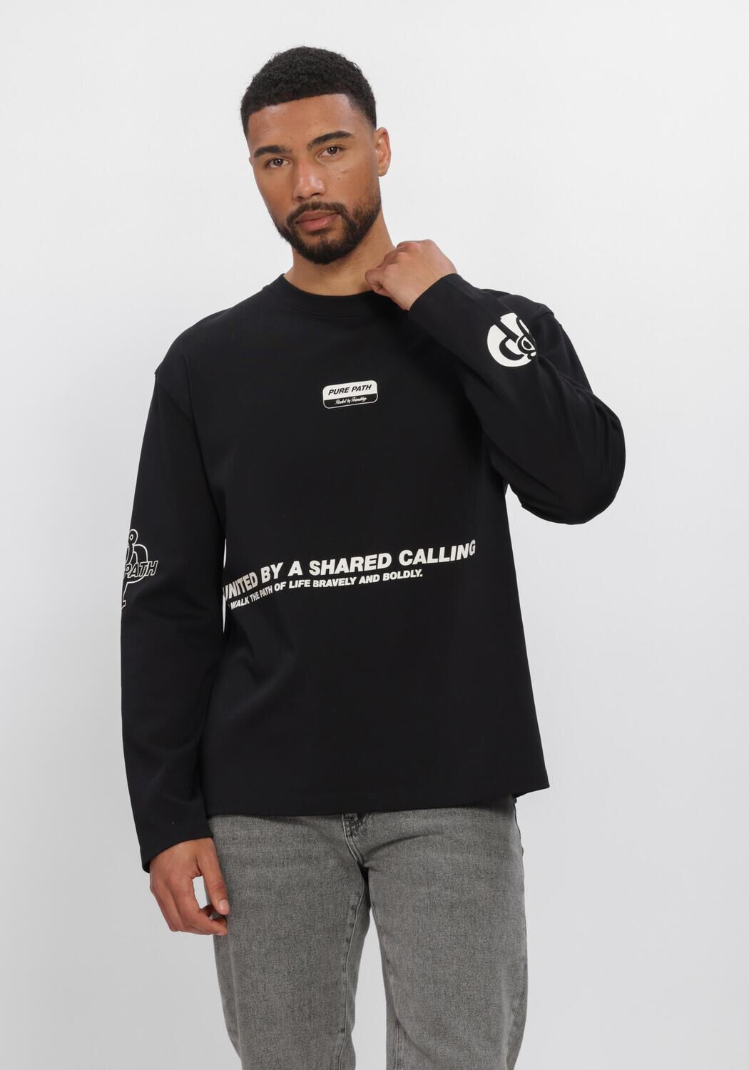 Schwarze PURE PATH T-shirt UNITED LONGSLEEVE - large