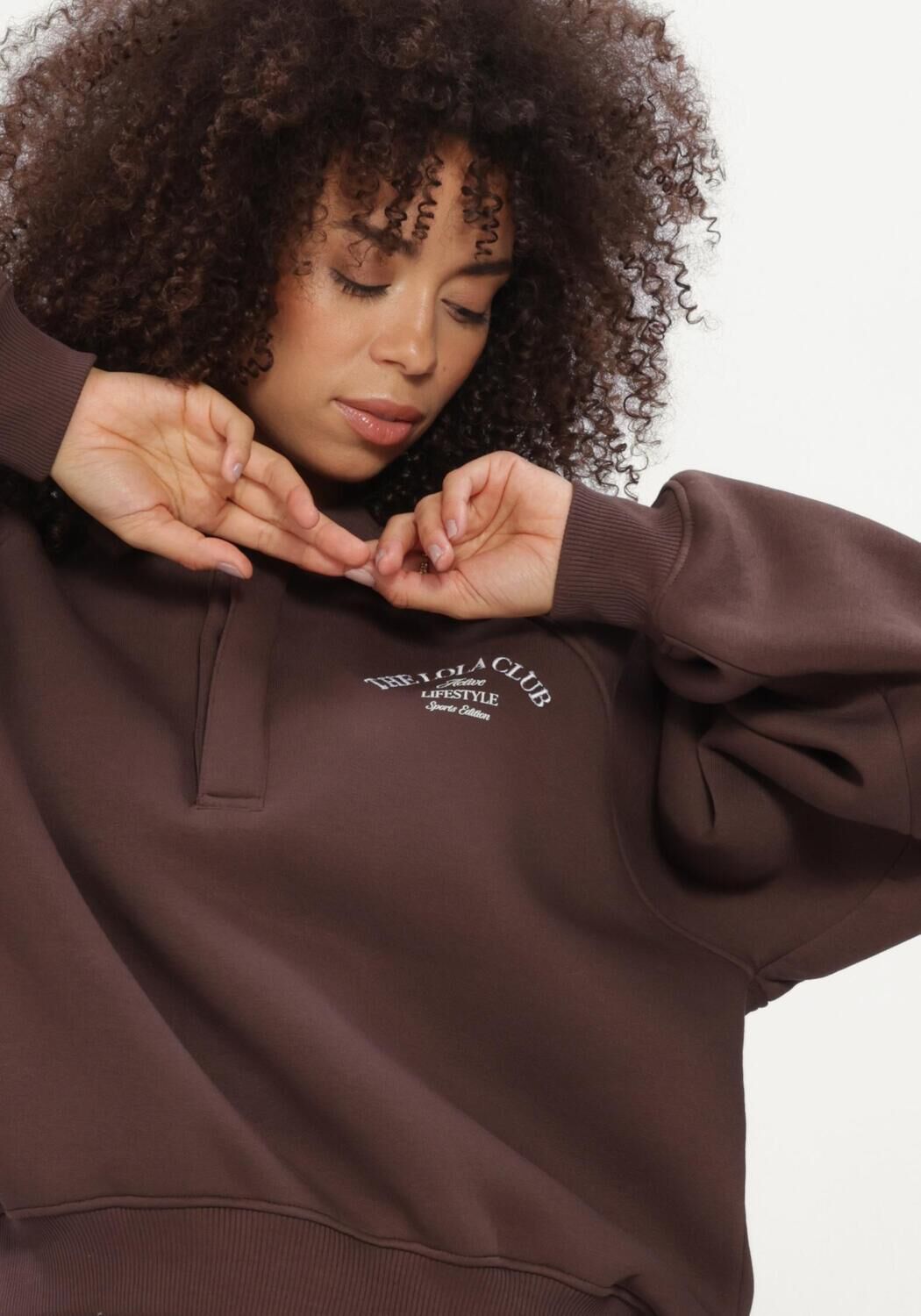 Braune THE LOLA CLUB Sweatshirt EBONY POLO SWEATER - large