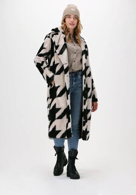 Schwarze GIACOMO THE JACKET Fake-Fur-Jack 11 PIED DE POULE LONG - large