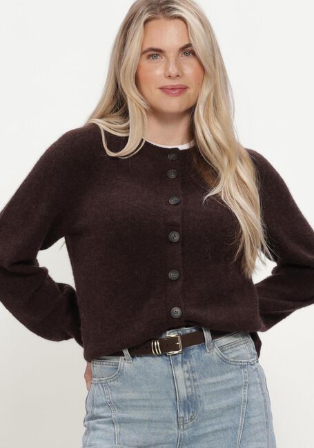 Braune Y.A.S. Strickjacke YASJOHI LS WOOL BLEND CARDIGAN - large