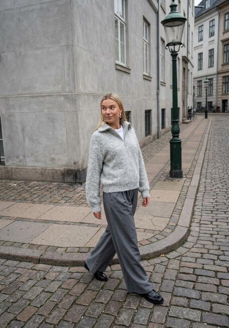 Hellgrau SIMPLE Pullover KNIT-BOUCLE-25-3 - large
