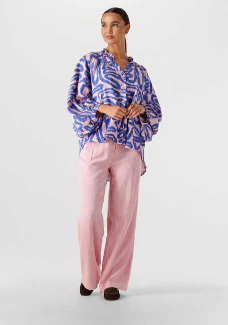 Mehrfarbige/Bunte POM AMSTERDAM Blusen BLOUSE WAVES PINK LINEN - large