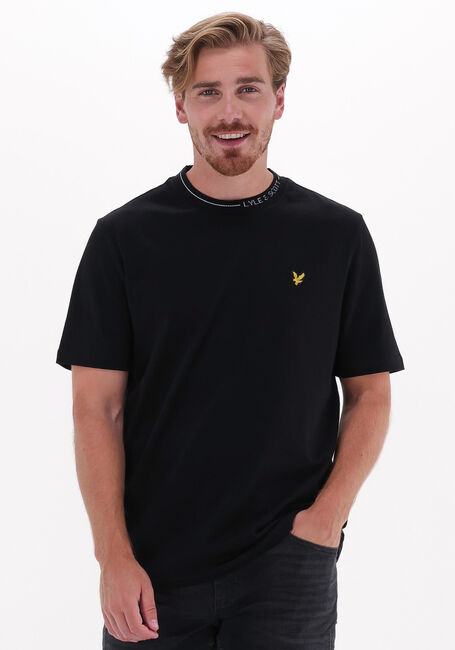 Schwarze LYLE & SCOTT T-shirt BRANDED RINGER TSHIRT - large