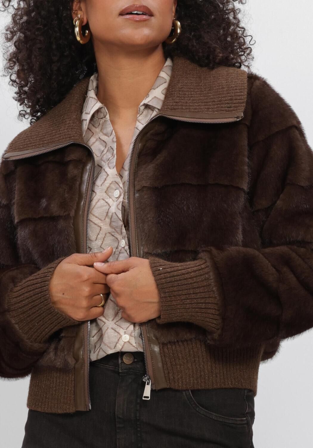 Braune NUKUS Fake-Fur-Jack MANUELA JACKET - large