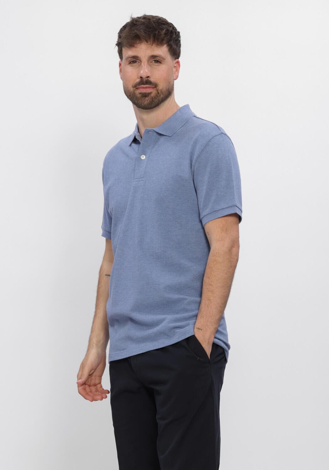 Blaue PROFUOMO Polo-Shirt POLO SS BASIS PIQUE - large