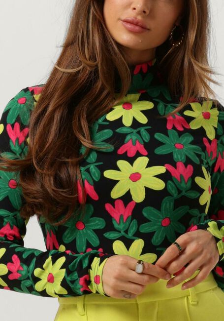 Mehrfarbige/Bunte COLOURFUL REBEL Tops & T-shirts NEYO BIG FLOWER PEACHED TURTLENECK TOP - large