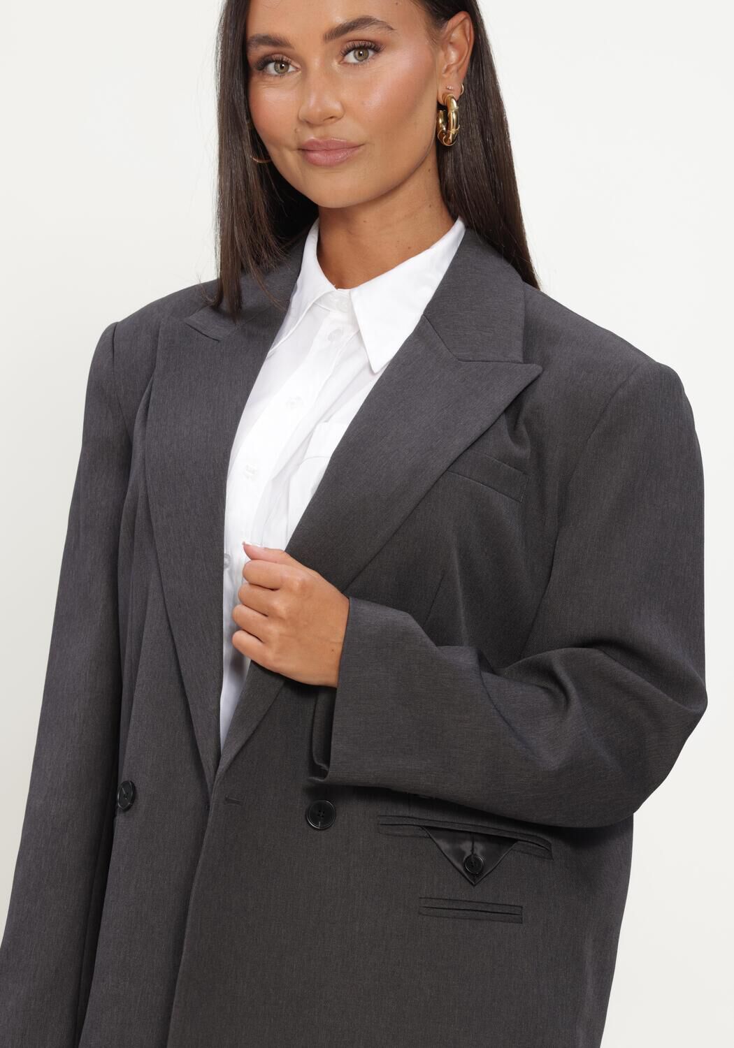 Graue HAUTE L'AMITI&Eacute; Blazers AMY OVERSIZE TRIANGLE BLAZER - large