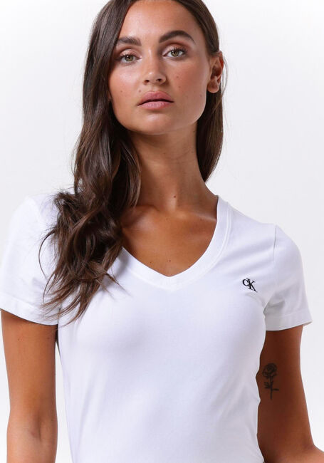 Weiße CALVIN KLEIN EMBROIDERY | STRETCH CK T-shirt Omoda