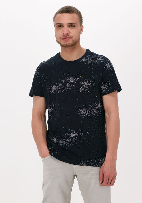 Dunkelblau PME LEGEND T-shirt SHORT SLEEVE V-NECK SLUB JERSEY AOP - large