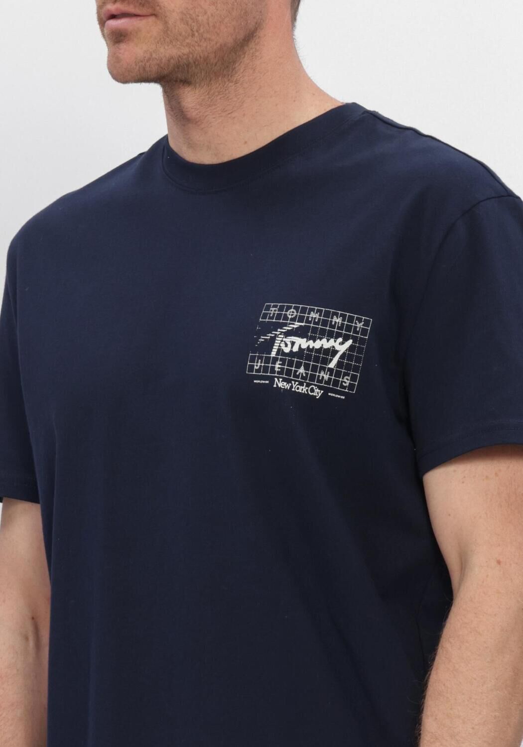 Dunkelblau TOMMY JEANS Polo-Shirt TJM REG SIGN FLAG SS TEE EXT - large