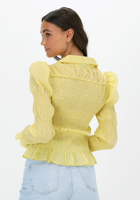 Gelbe NA-KD Blusen SMOCKED FRILL BLOUSE - large
