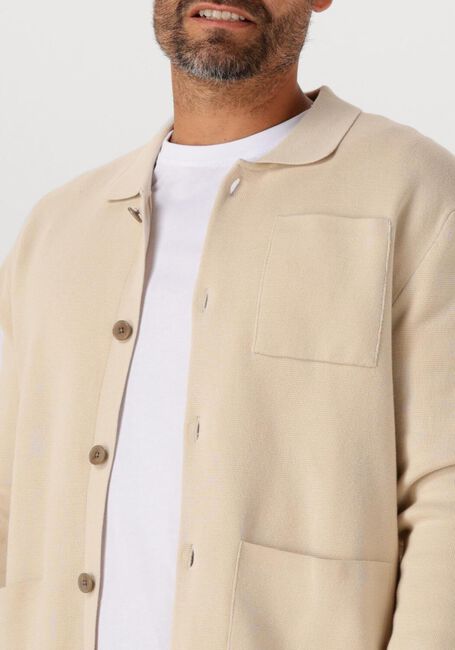 Beige SELECTED MEN Strickjacke SLHMIKE LIGHT LS KNIT RELAXED POLO CARDIGAN - large