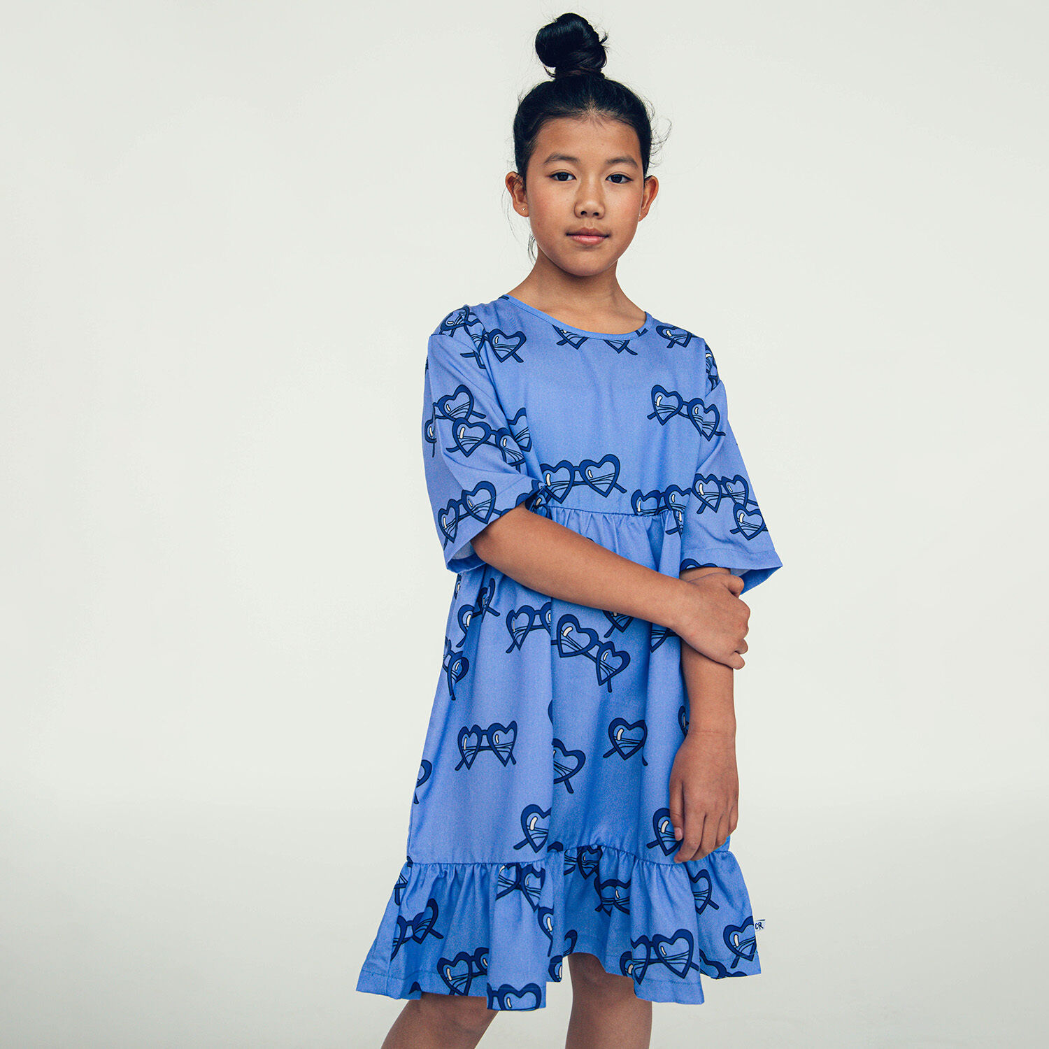 Blaue CARLIJNQ Minikleid SUNNIES - FLARED DRESS 3/4 SLEEVES - large