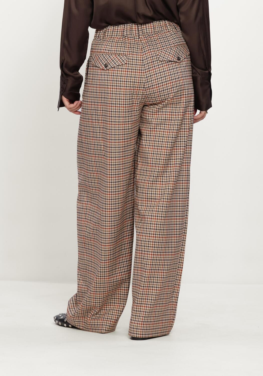 Mehrfarbige/Bunte SUMMUM Weite Hose TROUSERS CHECK GOJI BERRY - large
