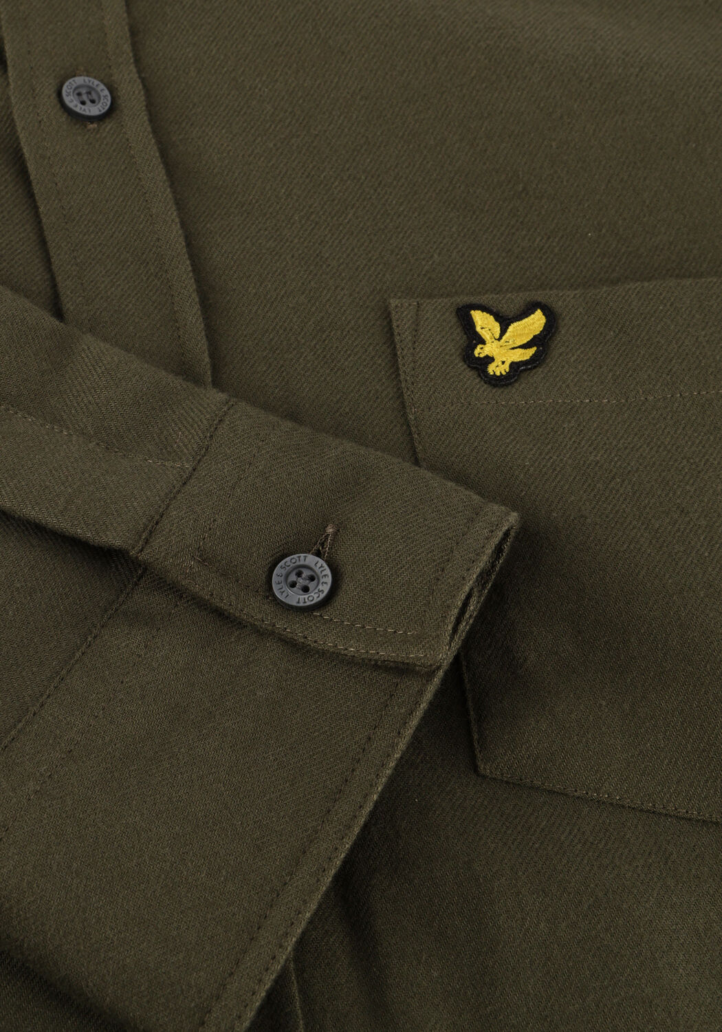 Dunkelgr&uuml;n LYLE & SCOTT Casual-Oberhemd PLAIN FLANNEL SHIRT - large