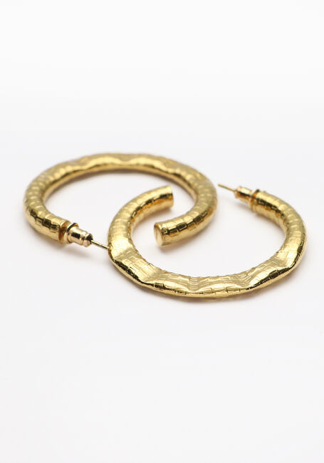 Goldfarbig NOTRE-V Ohrringe GERIBBELDE OPEN HOOPS - large