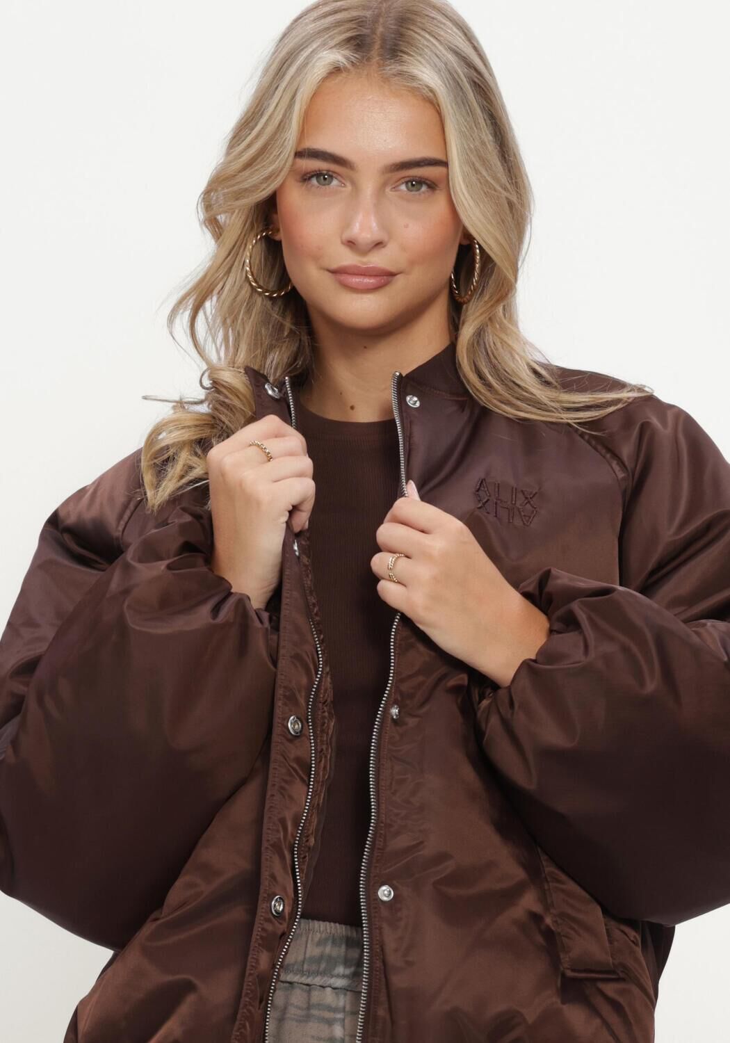 Braune ALIX THE LABEL Jack LADIES WOVEN NYLON JACKET - large