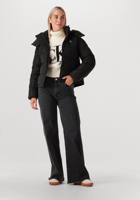 Schwarze CALVIN KLEIN Wattierte Jack MATTE MONOLOGO MW SHORT PUFFER - large