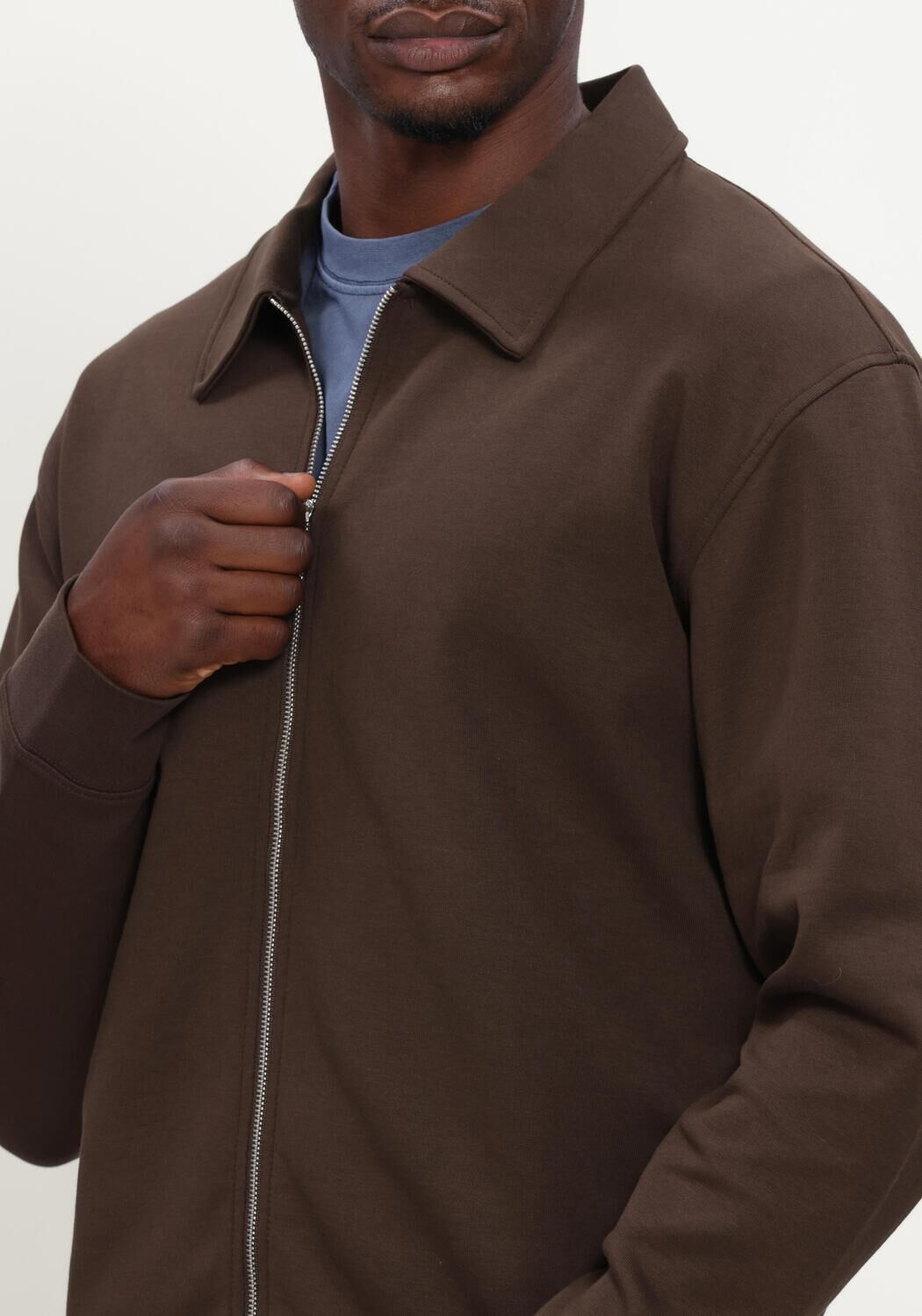 Braune SELECTED MEN Sweatshirt SLHTOM SOFT FULL ZIP SWEAT NOOS - large