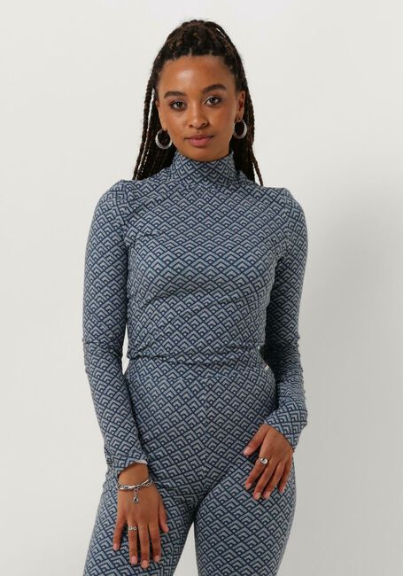 Blaue COLOURFUL REBEL Tops & T-shirts NEYO SMALL GEO PEACHED TURTLENECK TOP - large
