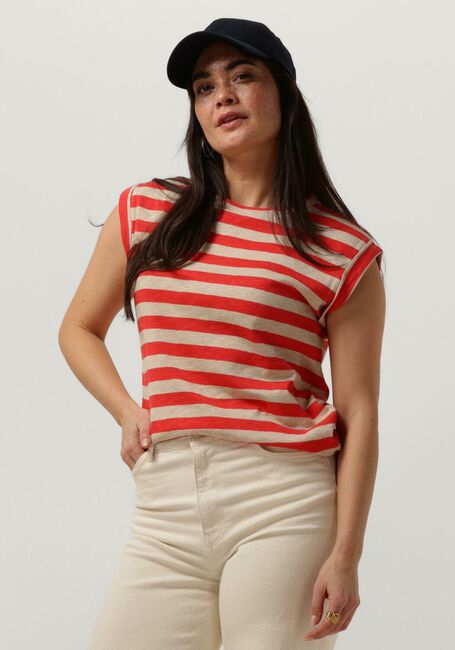 Rote BY-BAR T-shirt THELMA BIG STRIPE TOP - large