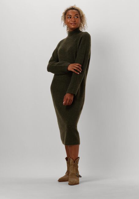 Grüne SELECTED FEMME Midikleid SLFMALINE LS KNIT DRESS HIGH NECK - large