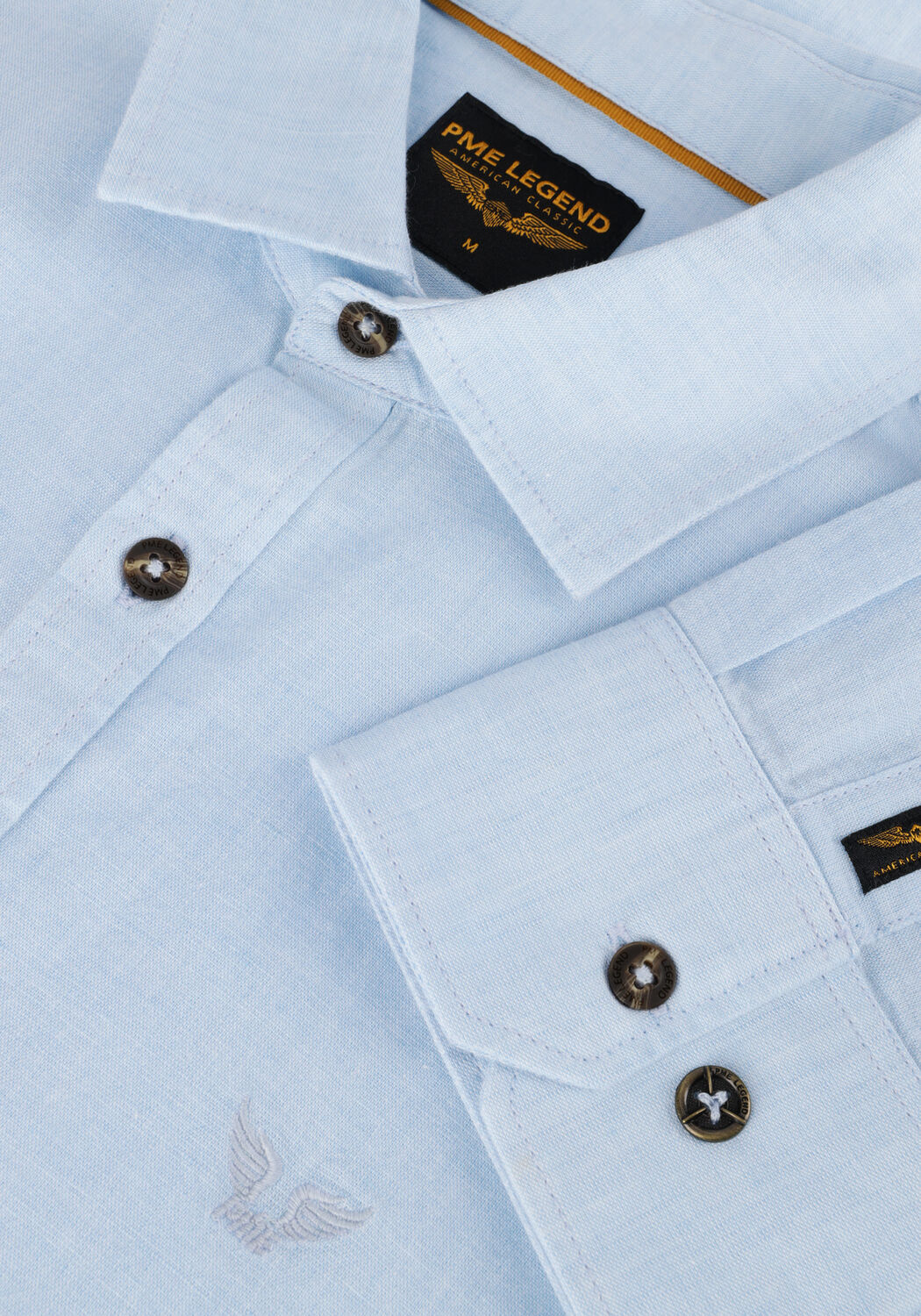 Blaue PME LEGEND Casual-Oberhemd LONG SLEEVE SHIRT COTTON LINEN 2 TONE - large